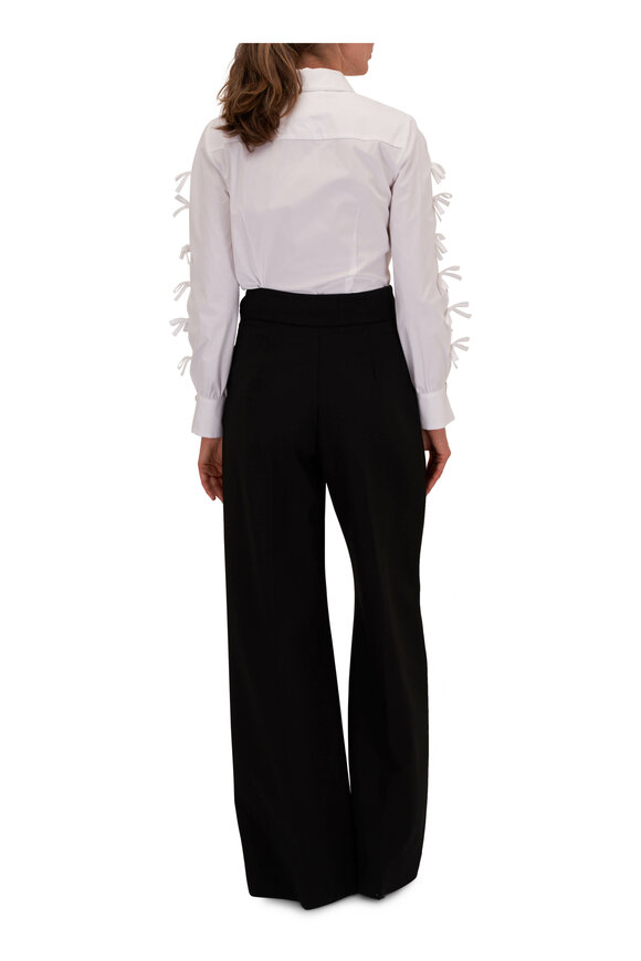 Carolina Herrera - White Bow Sleeve Cotton Blouse 