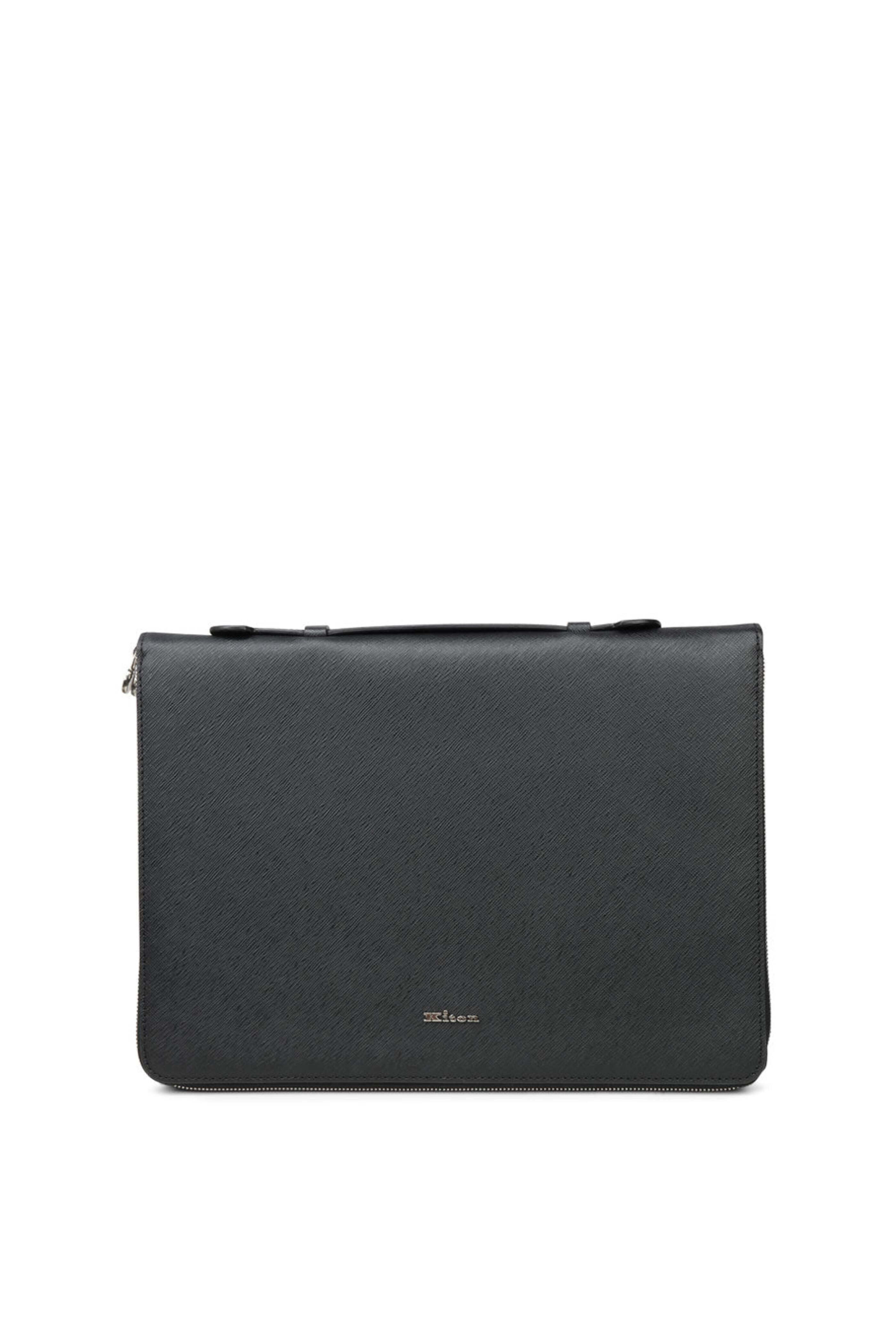 Kiton - Black Double Zip Top Handle Portfolio