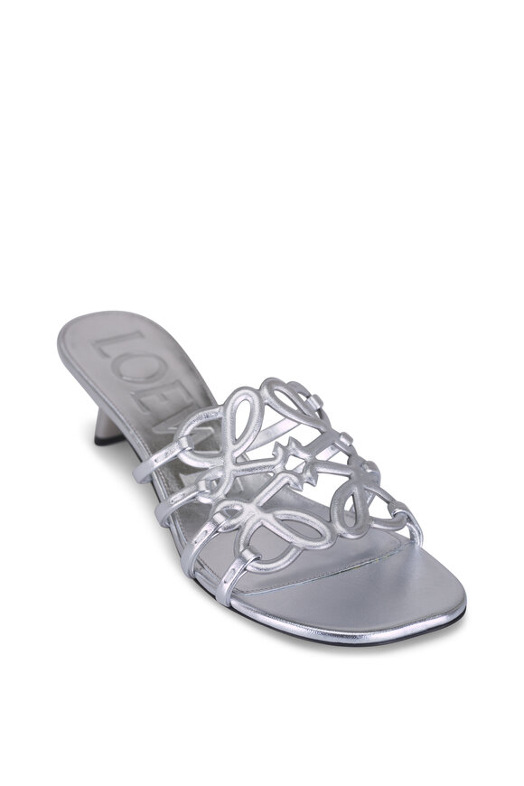 Loewe Petal Silver Anagram Slide, 45mm