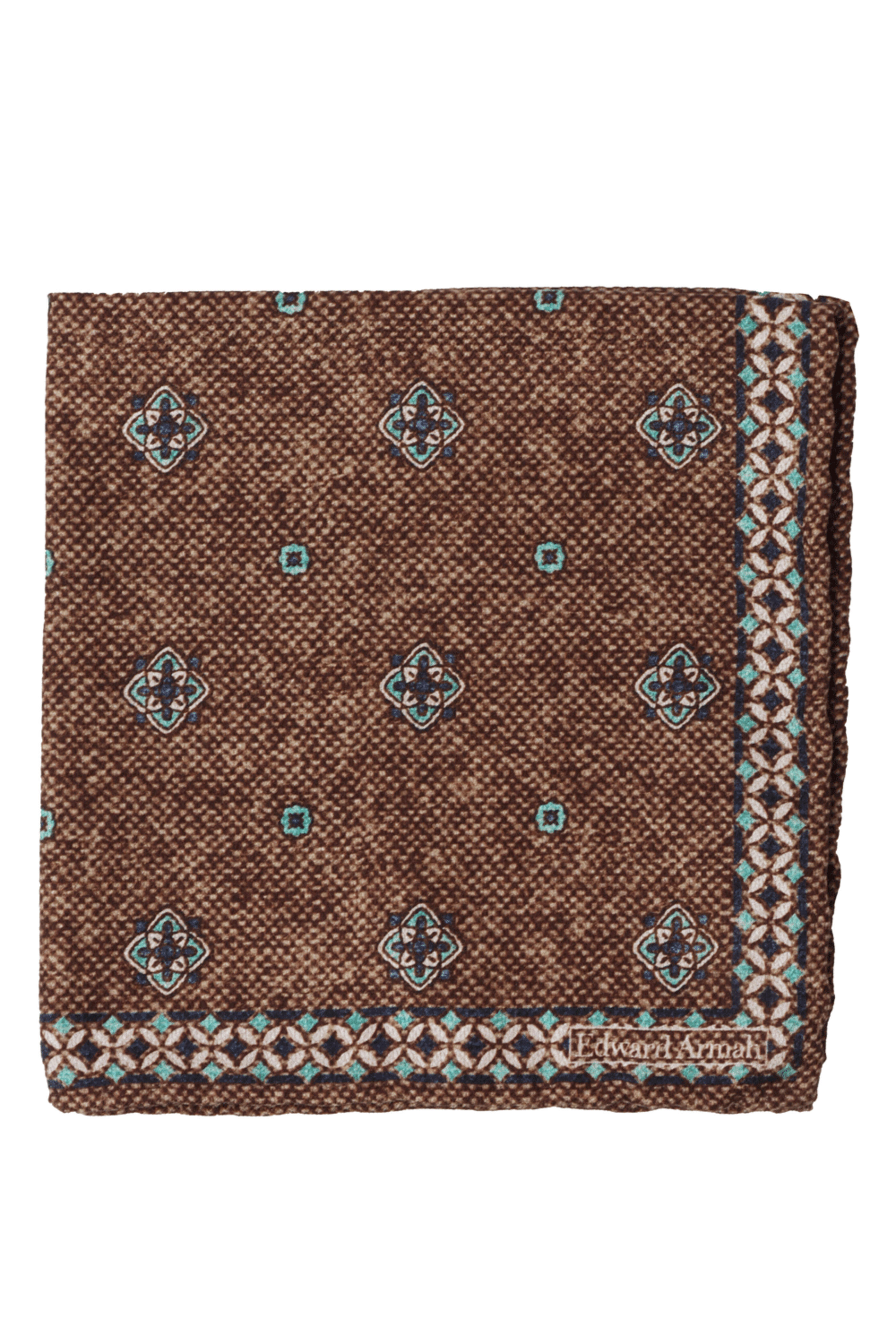 Edward Armah - Brown Neat Medallion Pocket Square