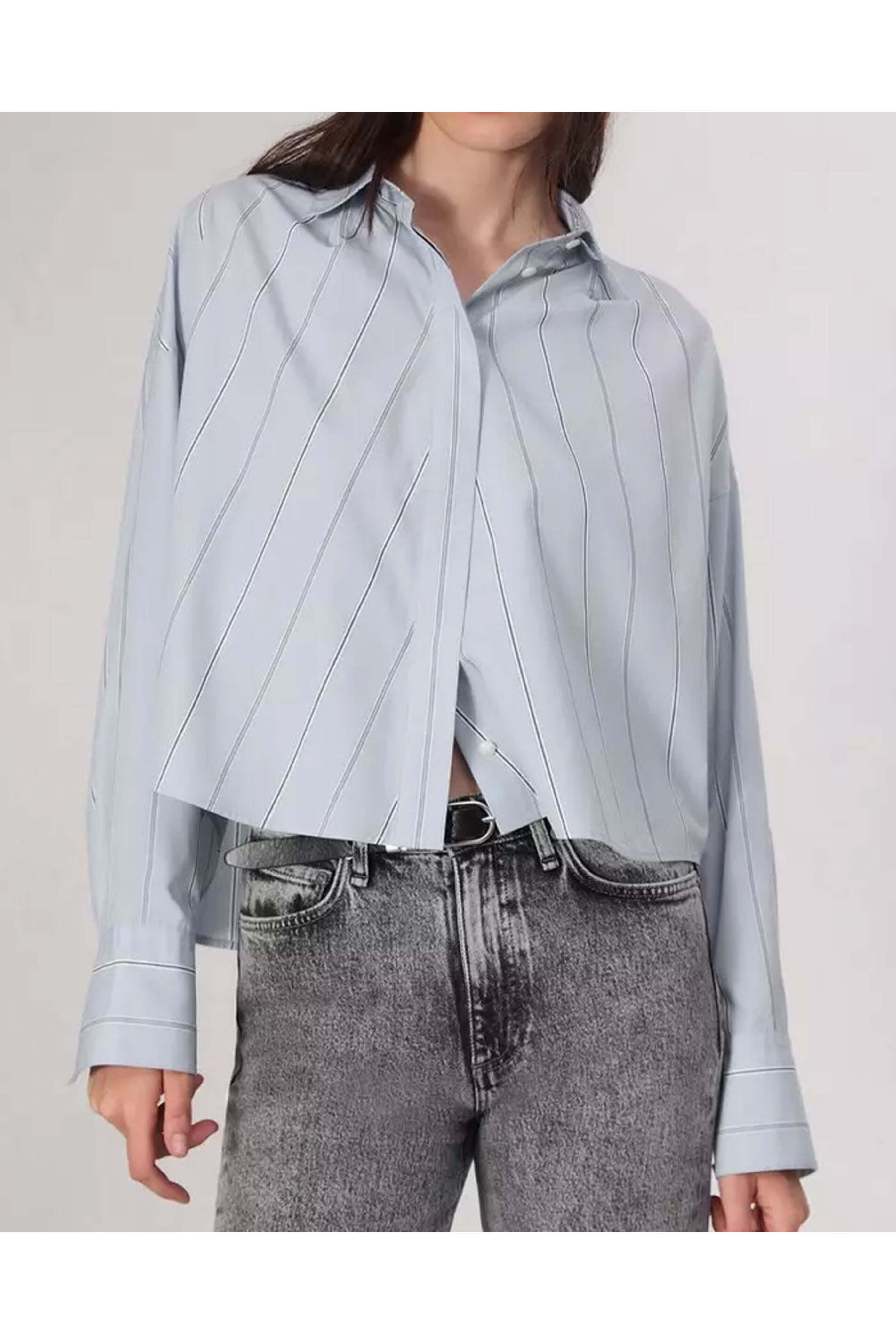 Rag & Bone - Light Blue Stripe Martha Poplin Shirt