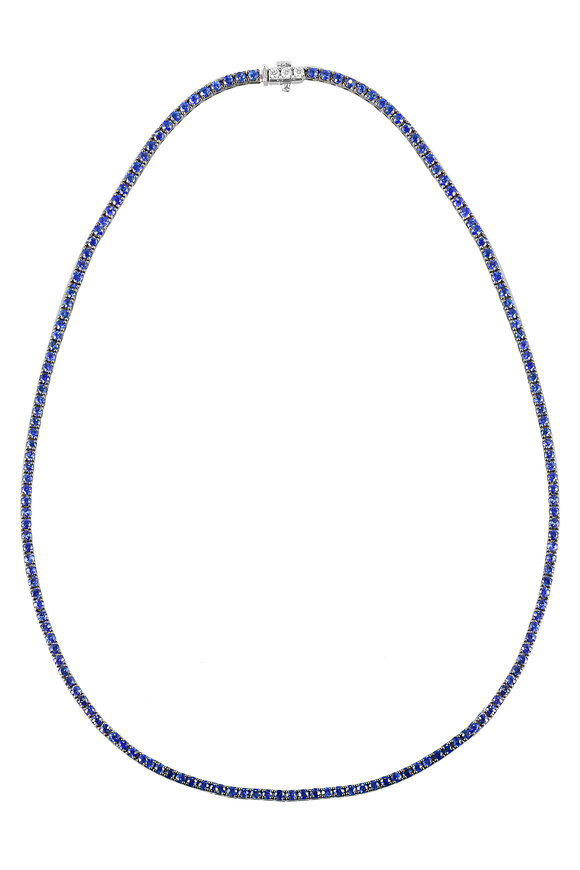 Nam Cho 18k White Gold Blue Sapphire Riviera Necklace