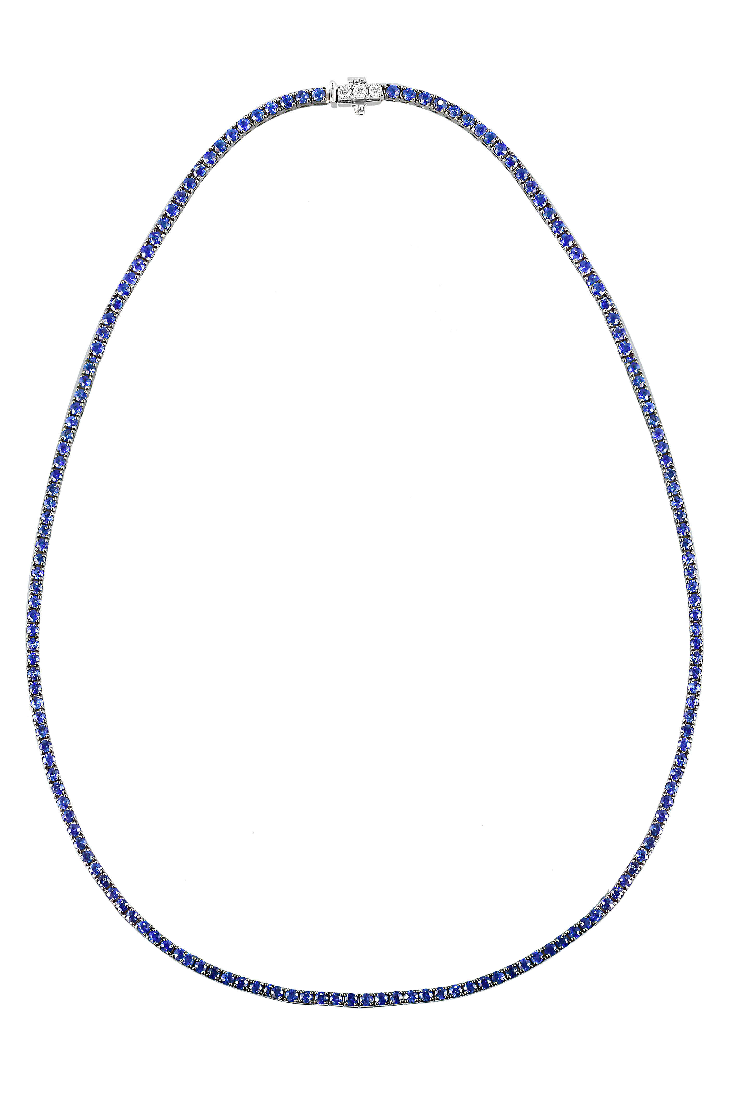 Nam Cho - 18k White Gold Blue Sapphire Riviera Necklace