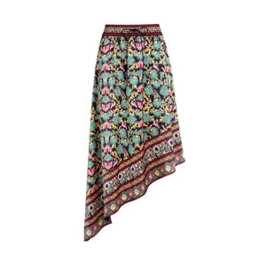 Alice & Olivia - Black Floral Print Asymmetrical Natalina Skirt