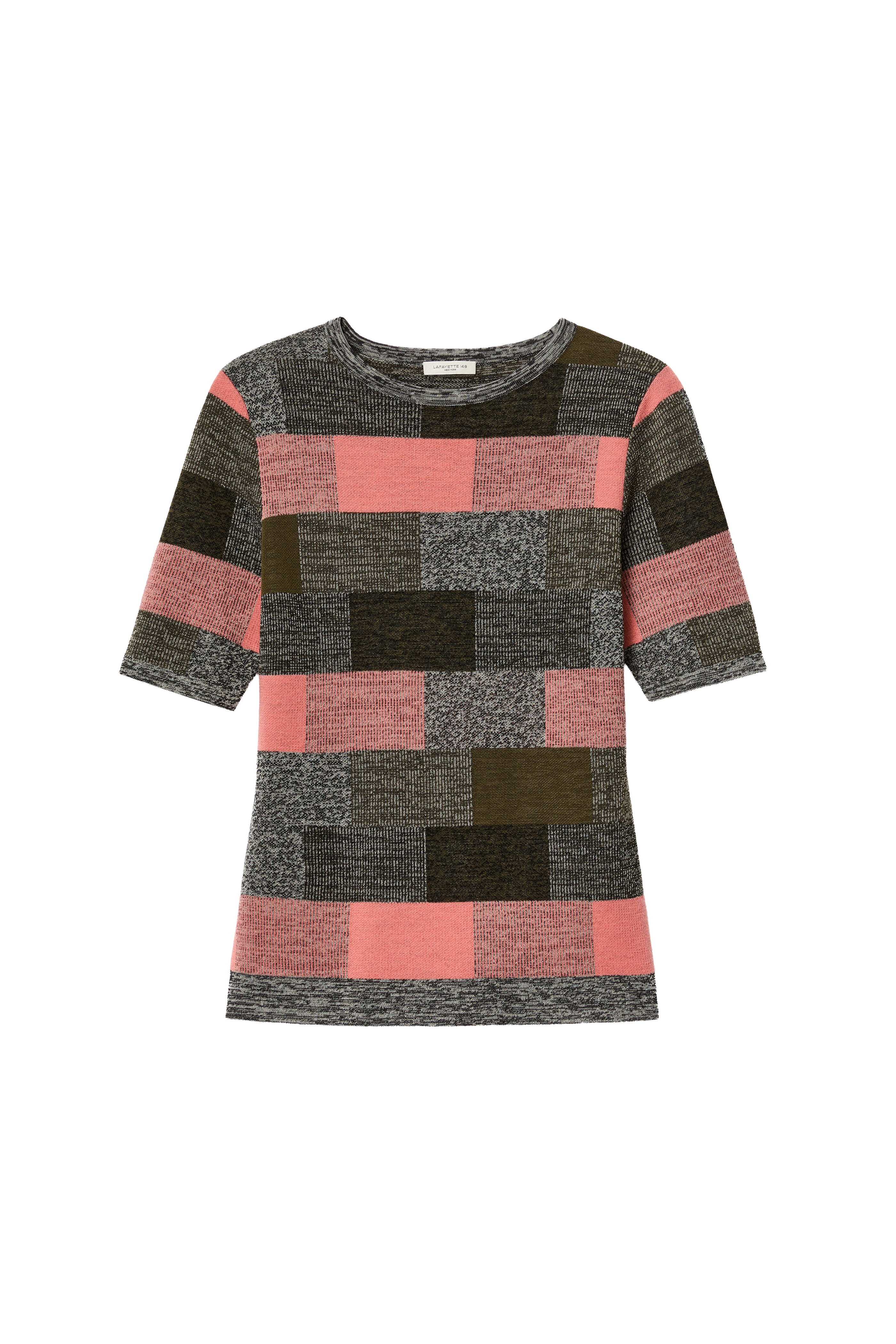 Lafayette 148 New York - Altrosa Pink Multi Jacquard Crewneck Sweater