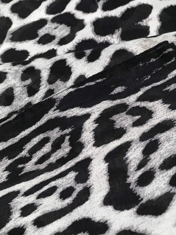 Saint Laurent - Graphite & Black Leopard Print Silk Scarf