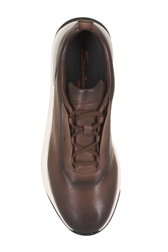 Santoni Dark Brown Leather Sneaker - view 3