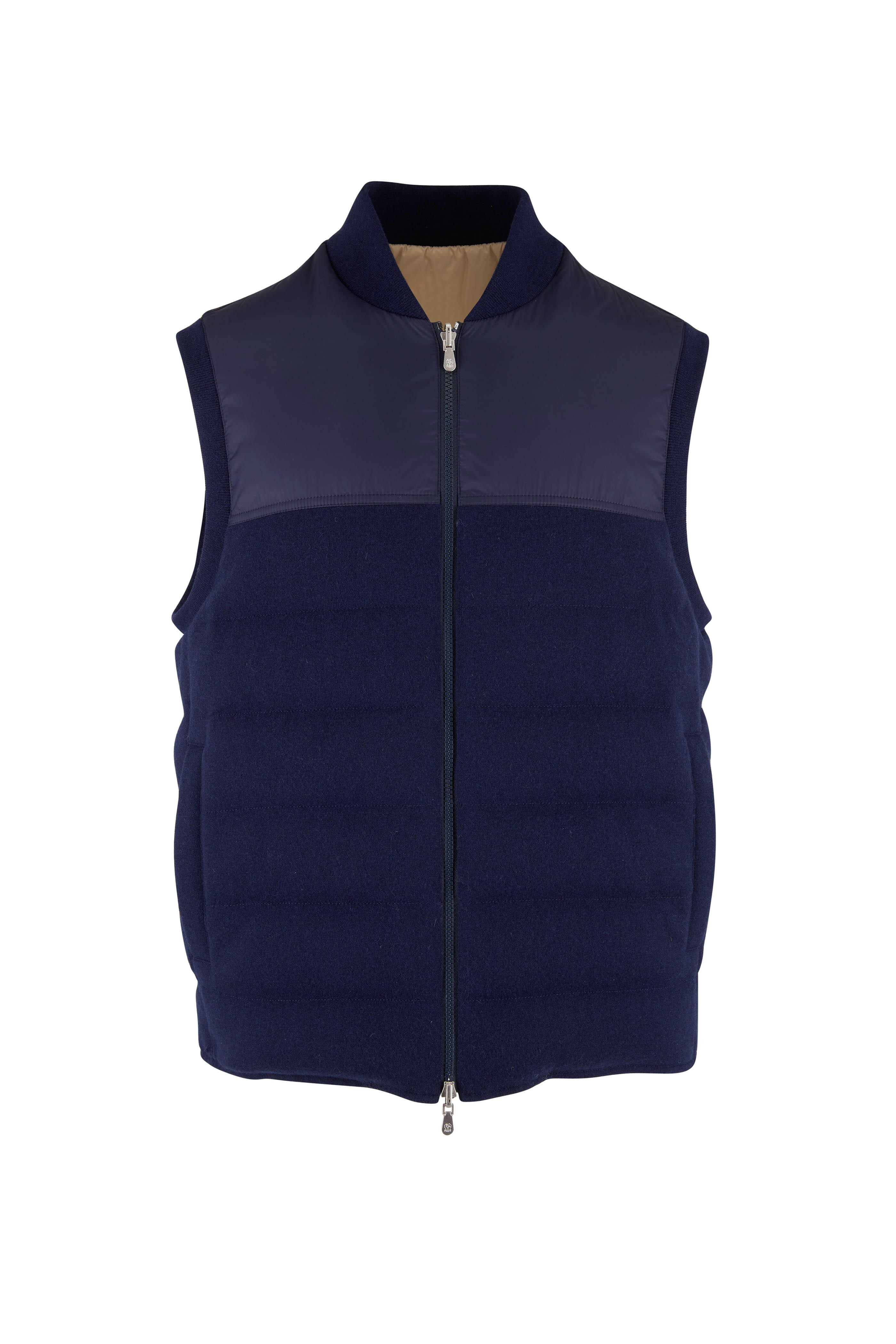 Brunello Cucinelli - Blue Mixed Media Reversible Vest