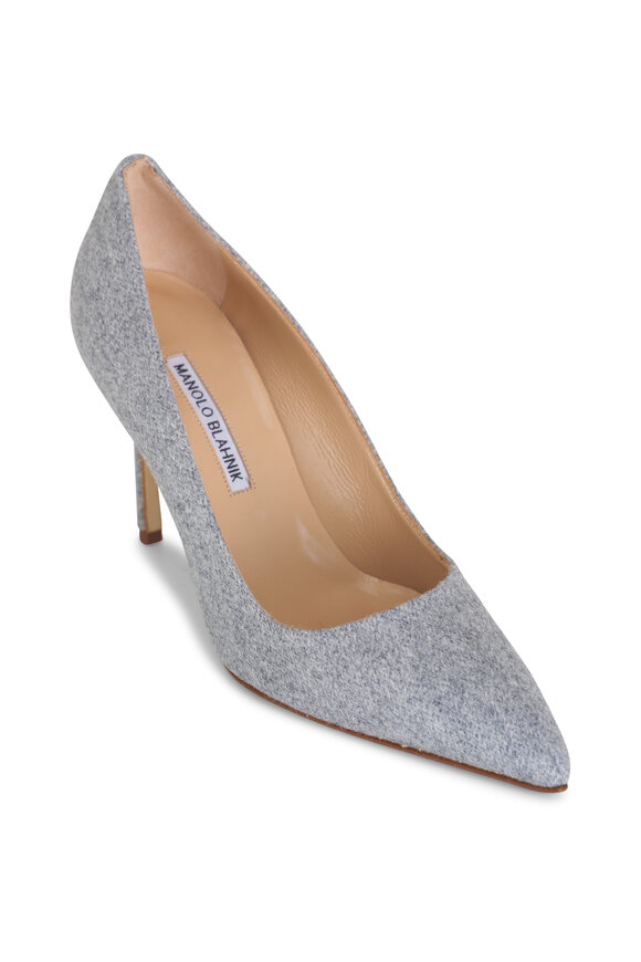 Manolo Blahnik - BB Light Gray Wool Pump, 90mm