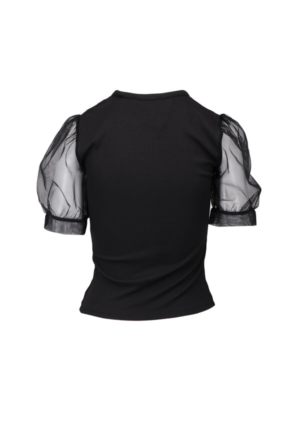 Frame The Black Tulle Sleeve Top - view 2