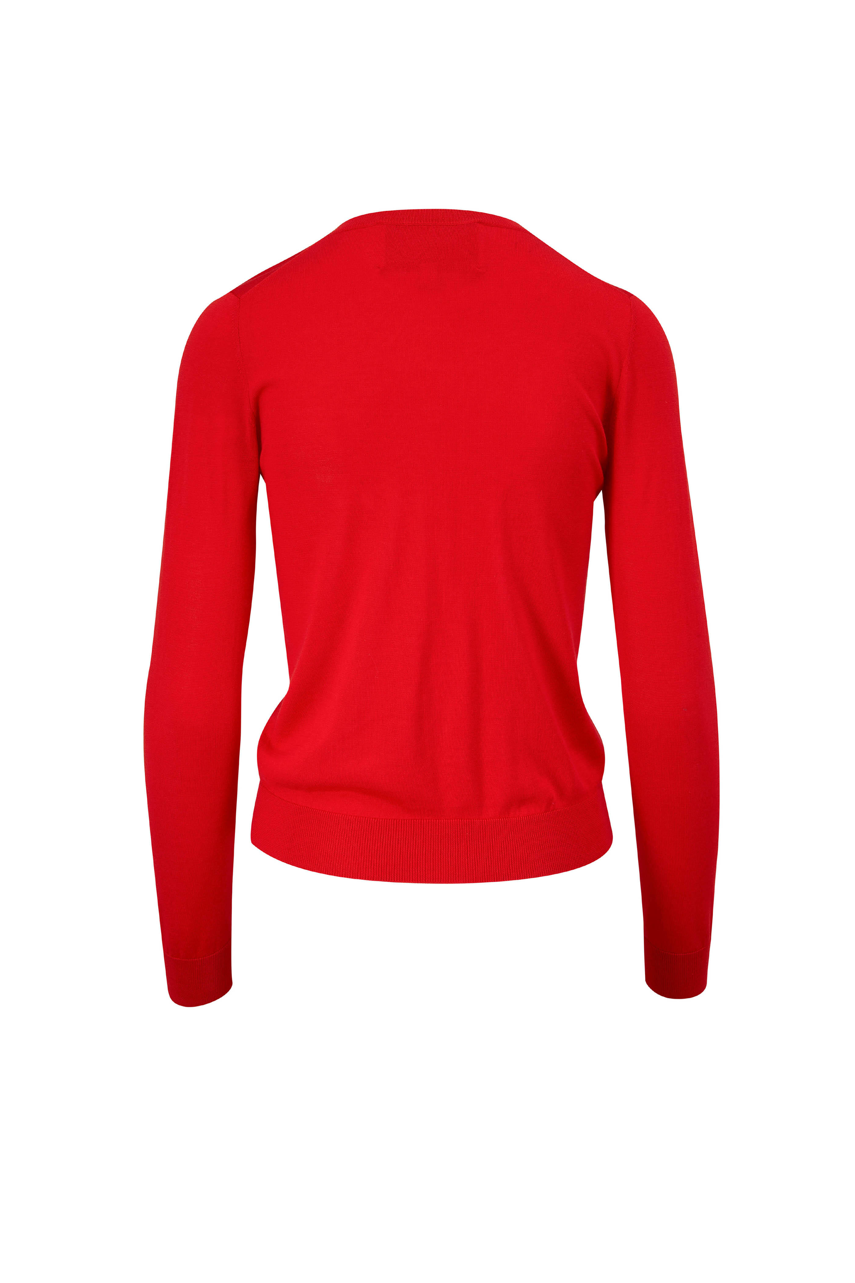 Red crew best sale neck cardigan