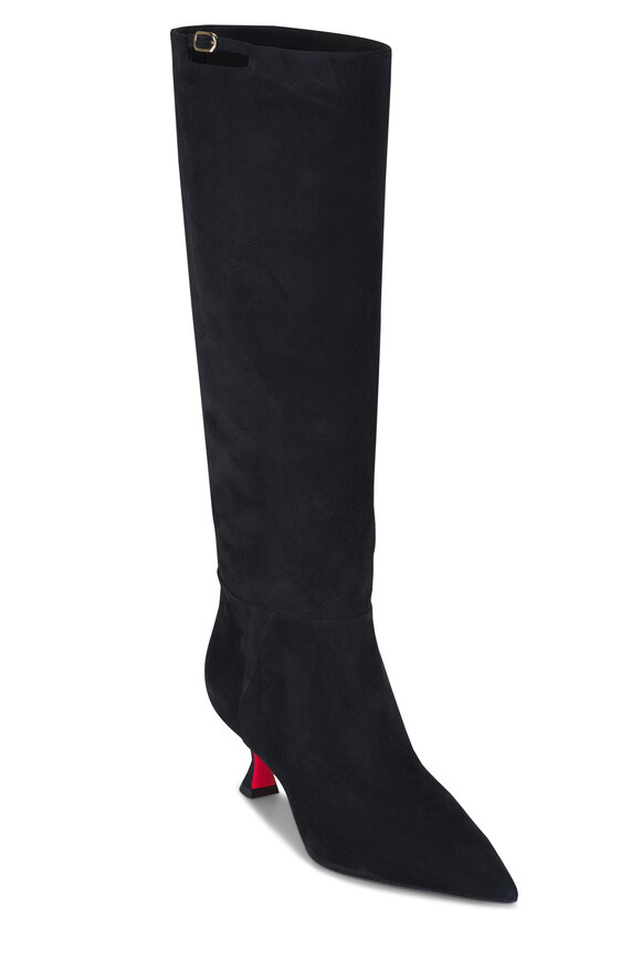 Santoni Sabine Black Suede Tall Boot, 55mm - view 1