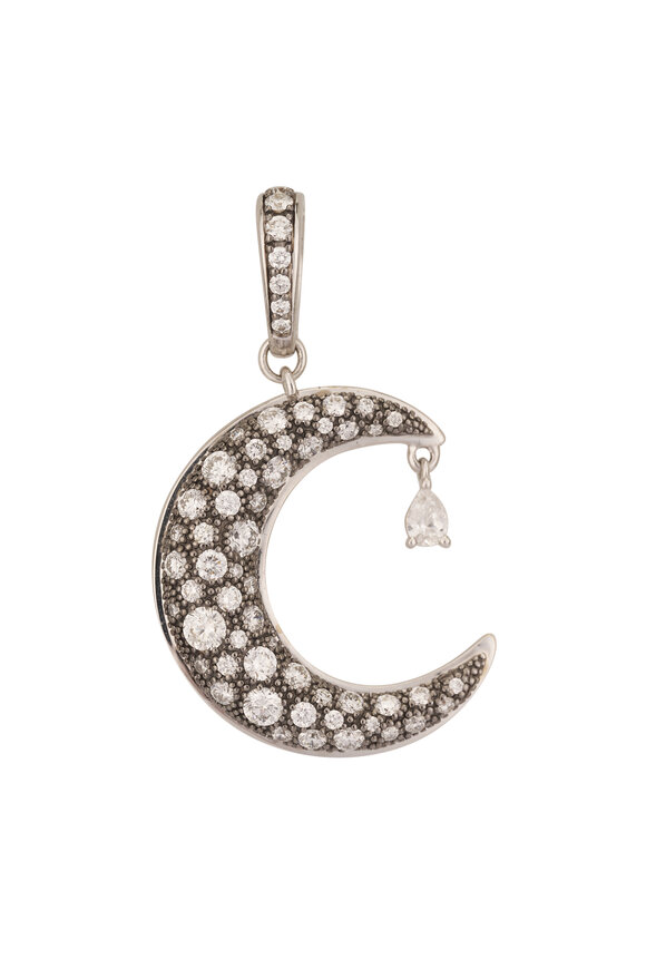 Mariani 18k White Gold Moon Diamond Pendant - view 1