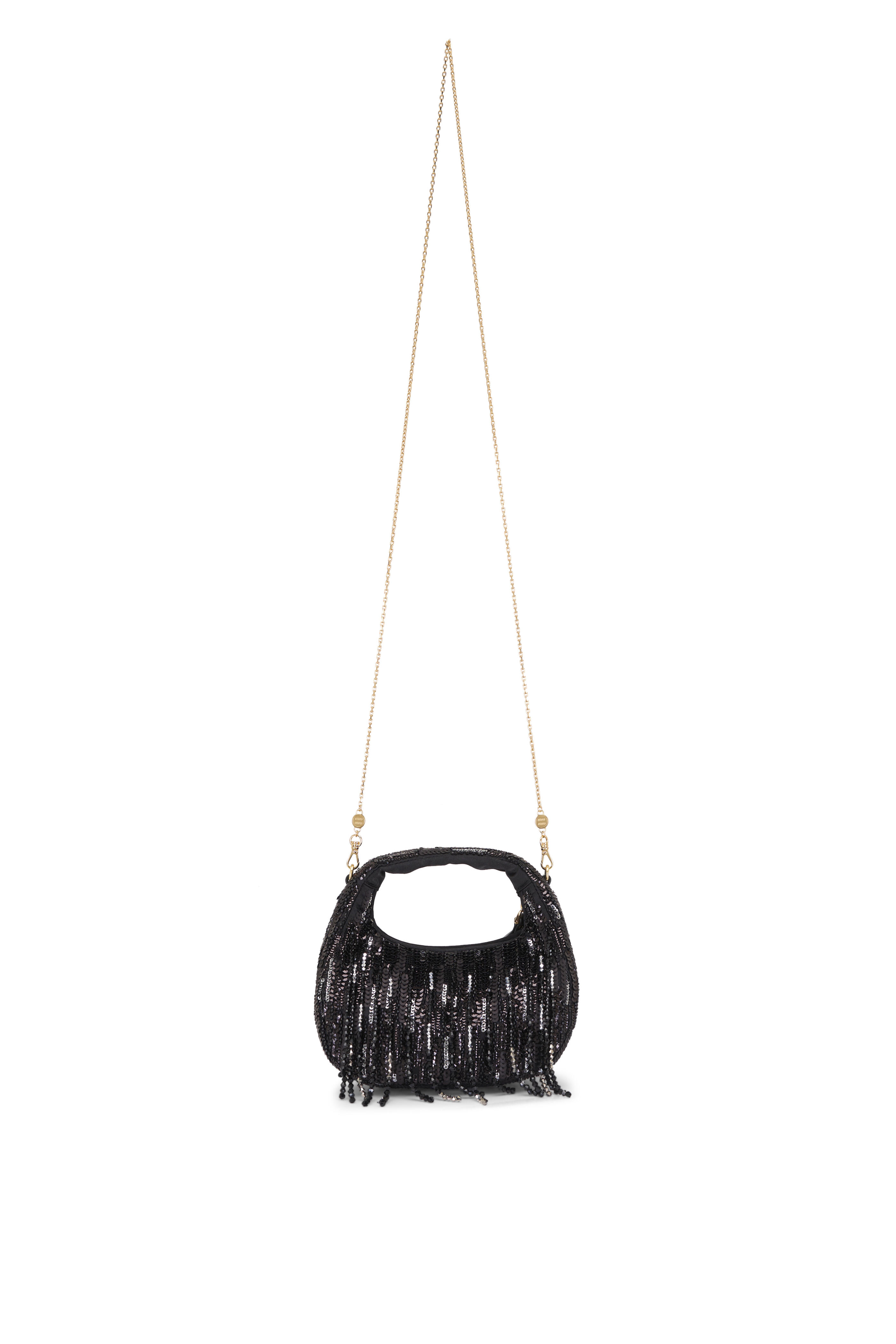 Miu Miu - Mini Wander Black Sequin Top Handle Bag