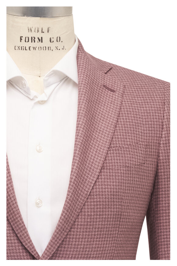 Atelier Munro Pink Houndstooth Silk Sportcoat