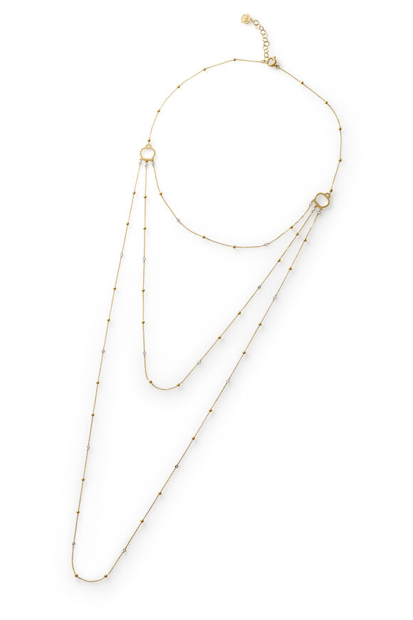 Chantecler 18k Yellow Gold Diamond Triple Strand Necklace