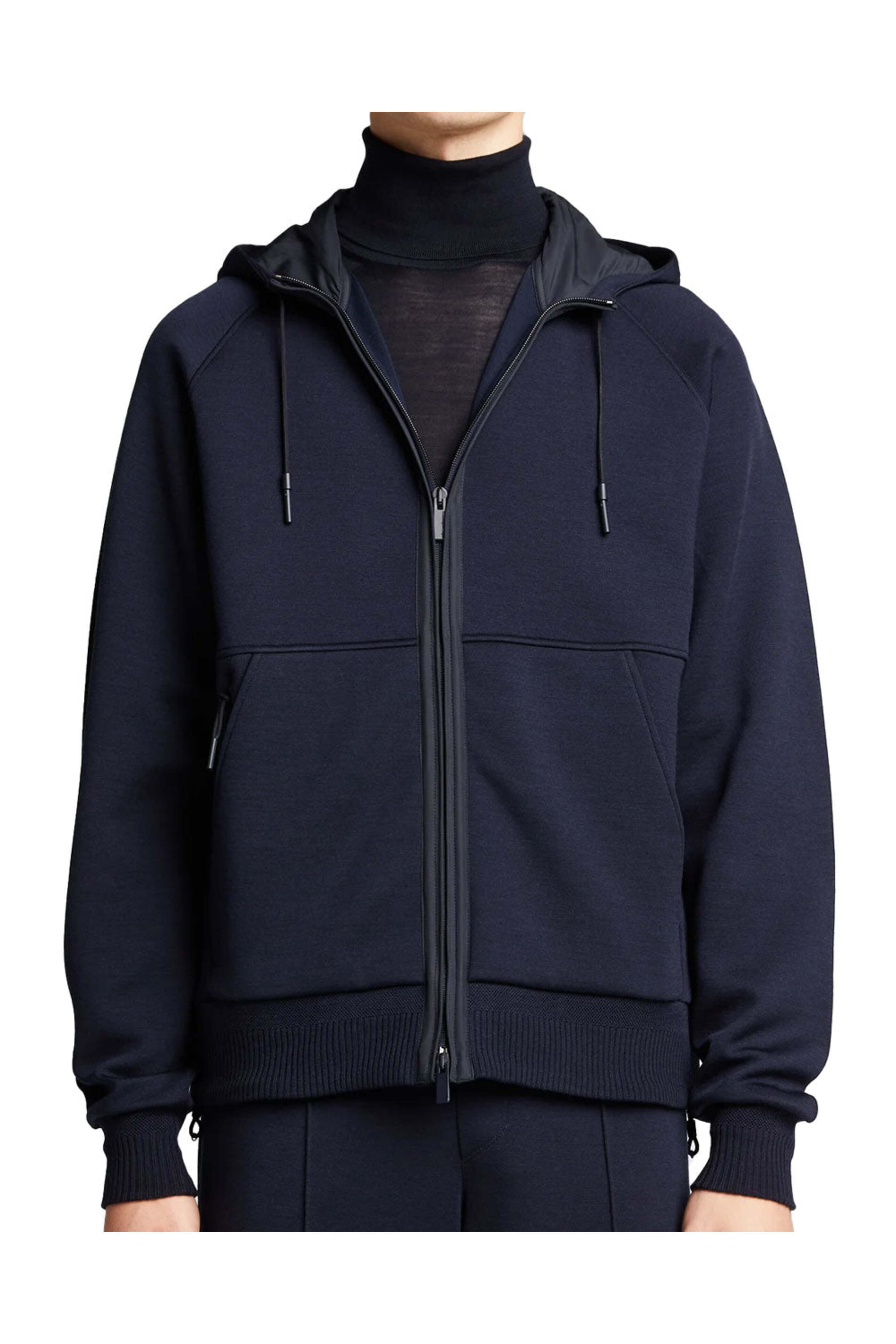 Zegna - High Performance Zip Up Hoodie in Navy | Mitchell Stores