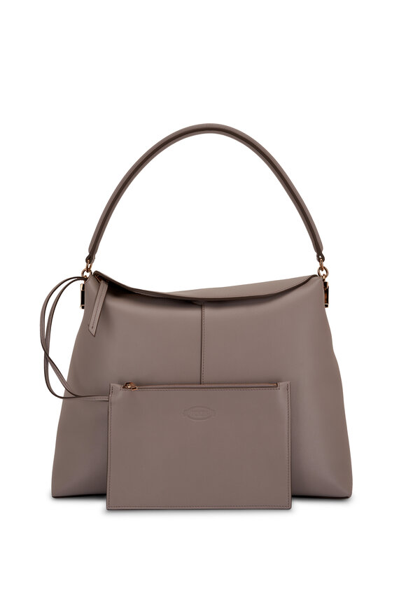 Tod's - Gray Leather Small Tote Messenger Bag