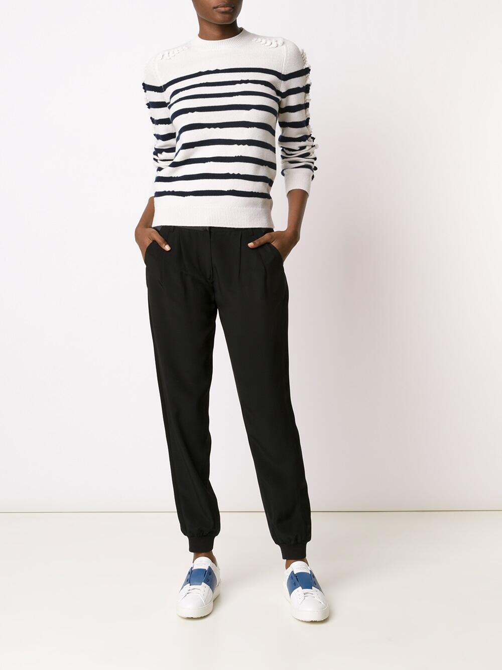 Barrie - Navy Blue & White Striped Cashmere Sweater