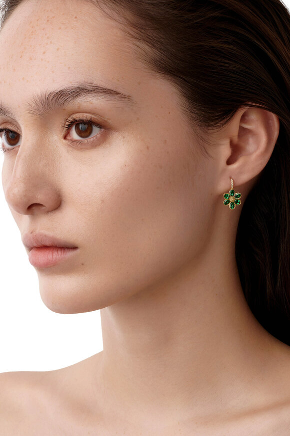 Temple St. Clair 18k Gold Tsavorite Fiori Earrings - view 2