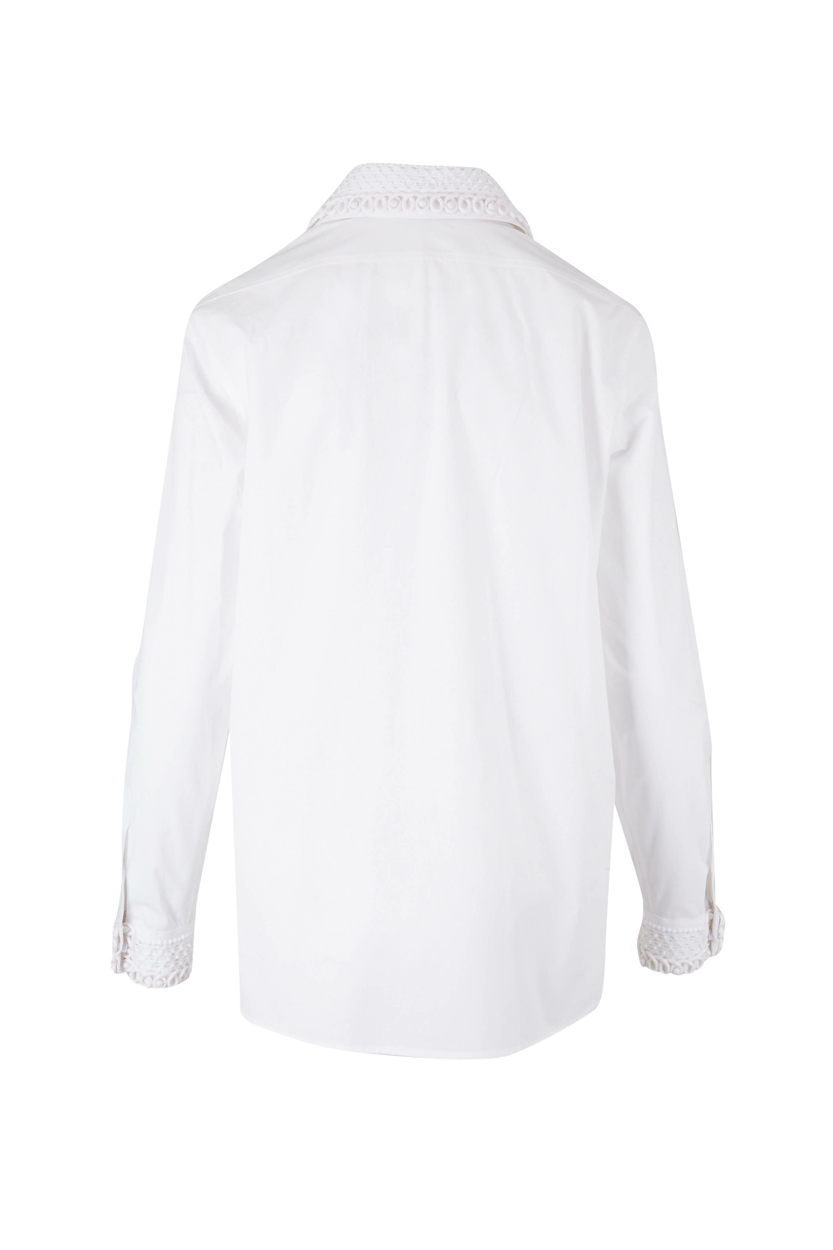Valentino - White Rick Rack Embroidered Button Down