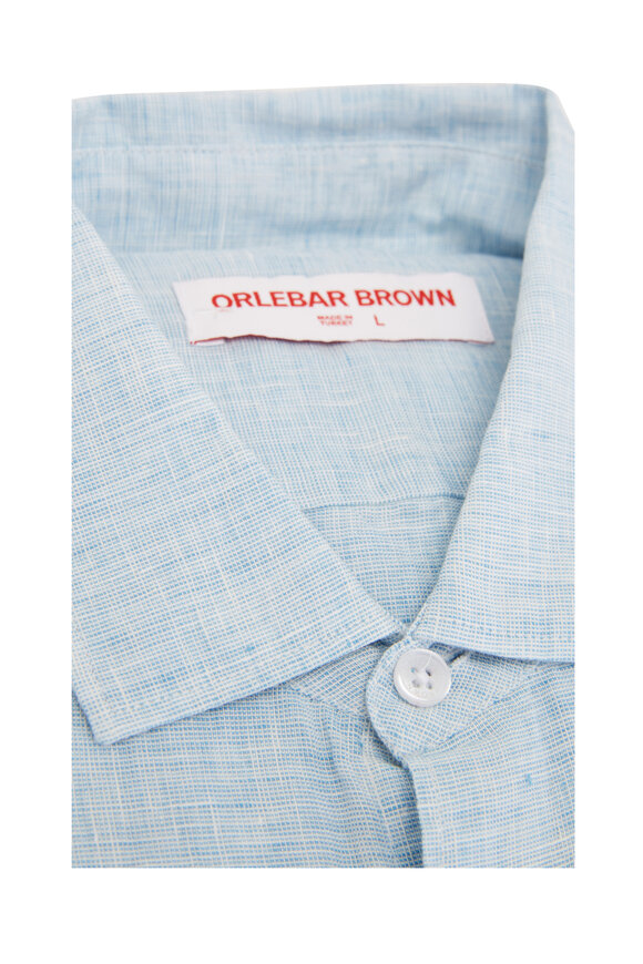 Orlebar Brown - Giles Ice Blue & White Chainstitch Sport Shirt