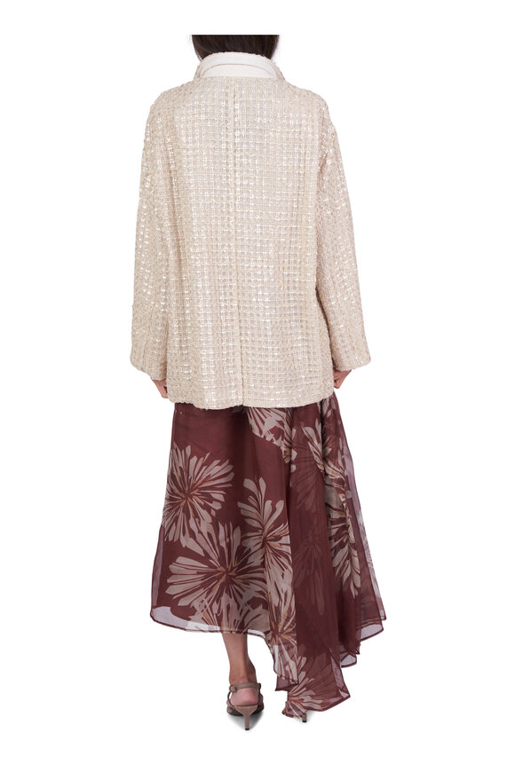 Brunello Cucinelli Dazzling Embroidered Silk Organza Blazer - view 4
