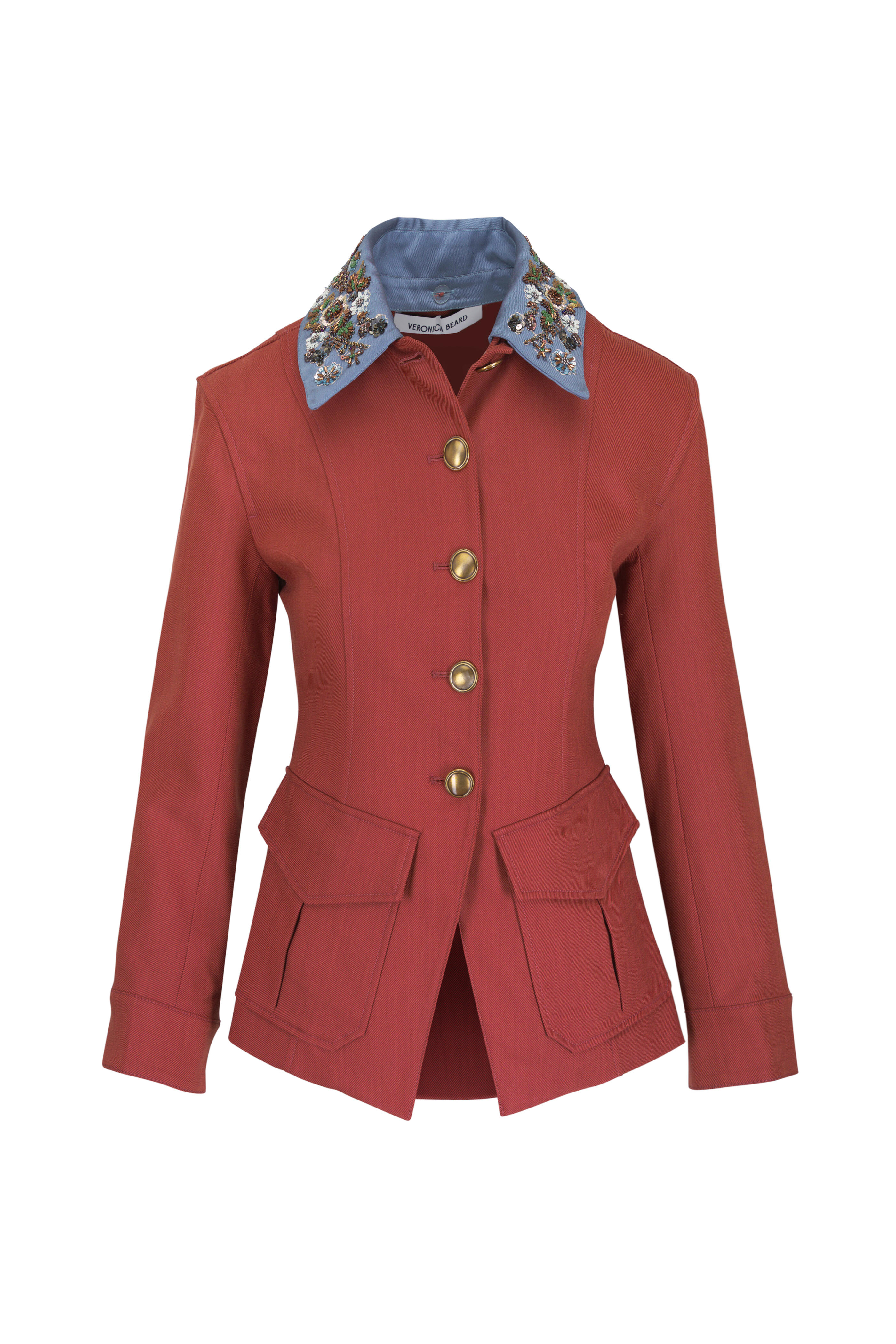 Veronica Beard - Laramie Rust Beaded Collar Tailored Dickey Jacket - view 1