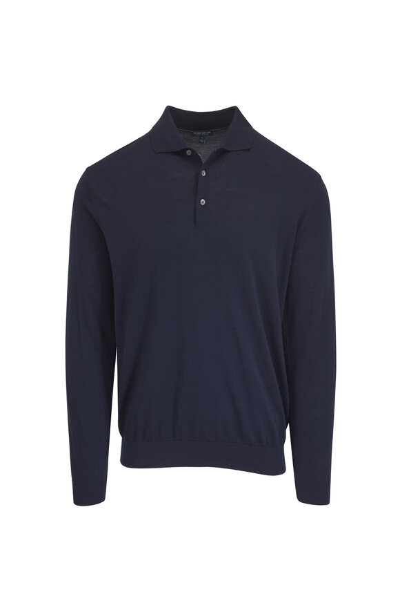 Peter Millar Crown Crafted Navy Wool Knit Polo - view 1