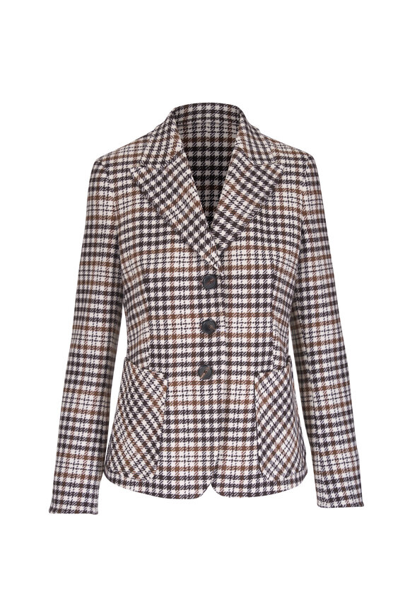 Akris Punto Plaid White Winter Tweed Blazer - view 1