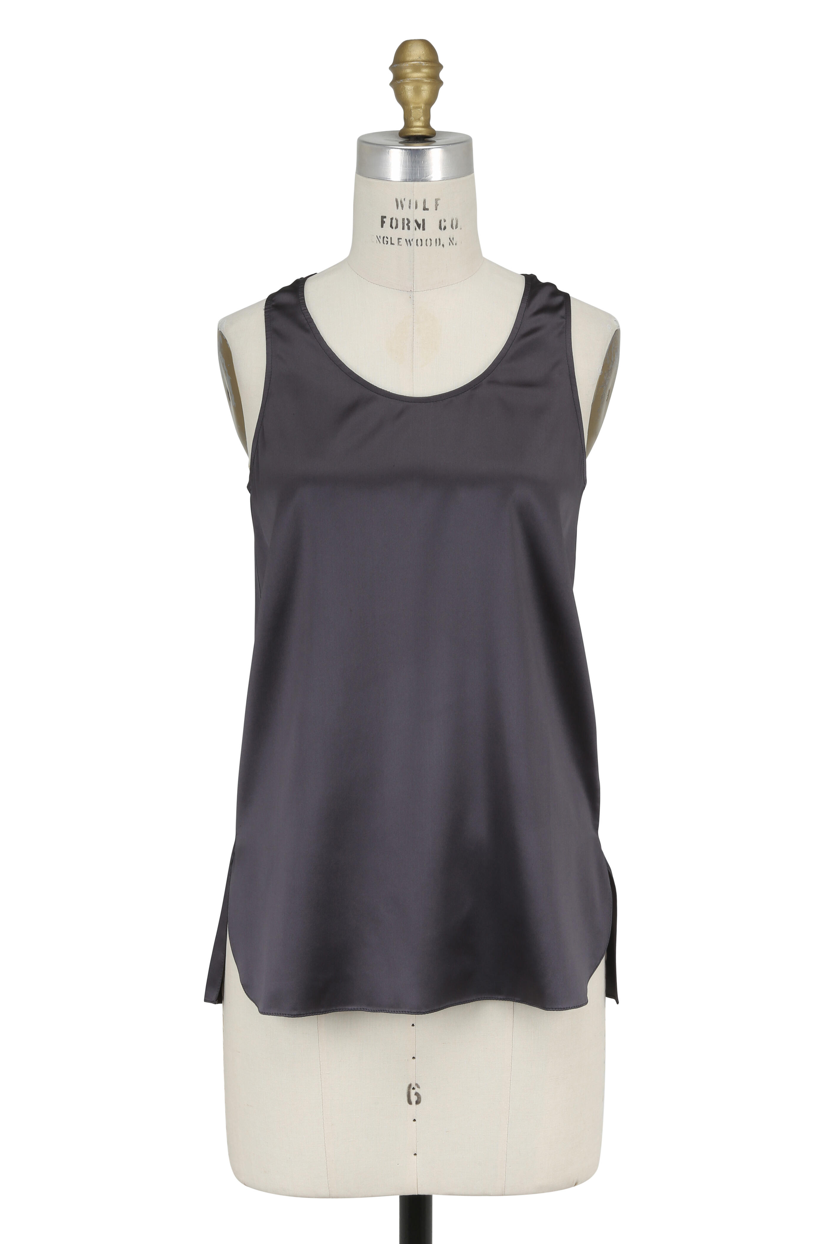 【送料&関税込】Dolce & Gabbana Grey Stretch Satin Tank Dolce & Gabbana Grey stretch satin tank top