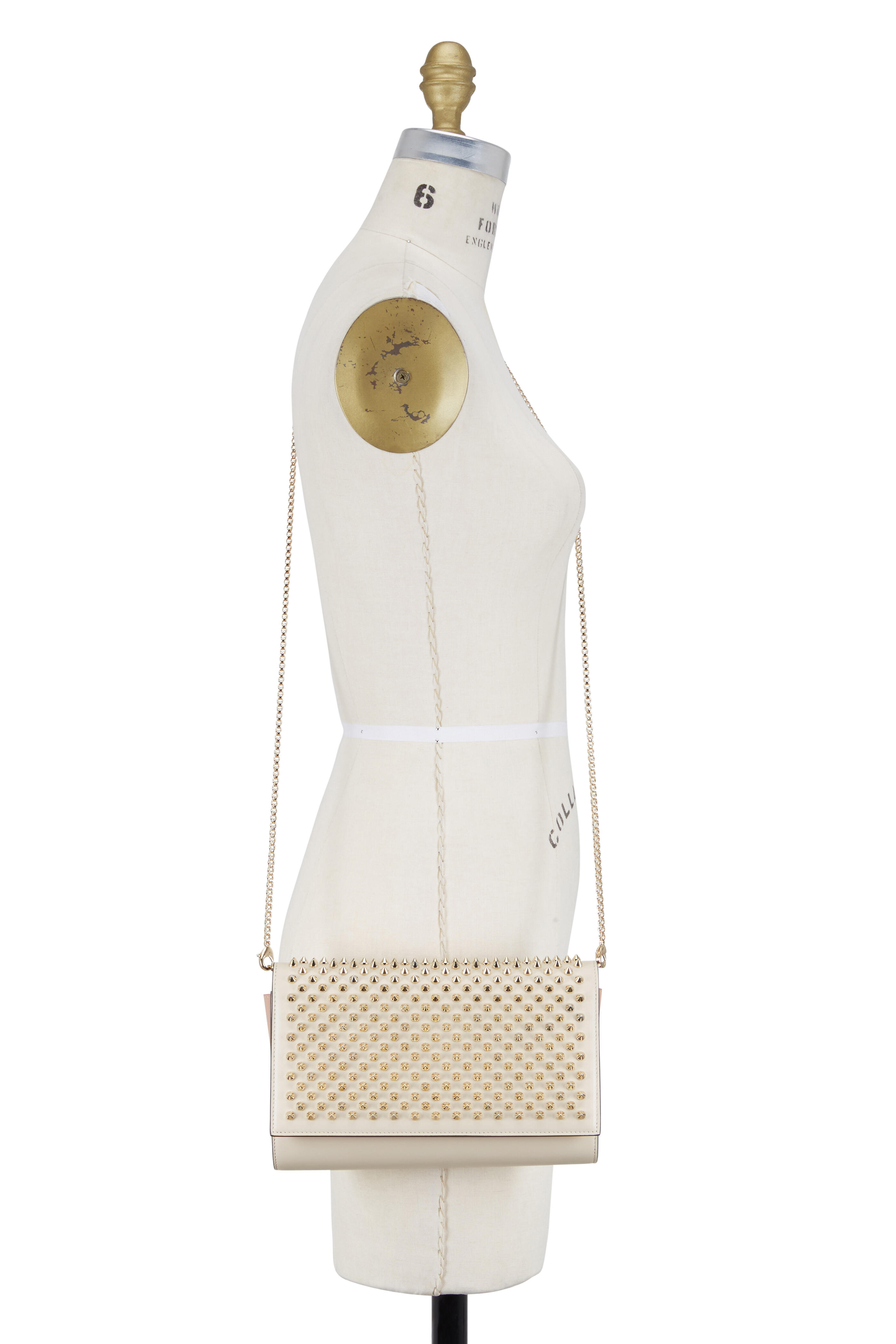 Christian Louboutin - Paloma Ivory Leather Spiked Convertible Clutch