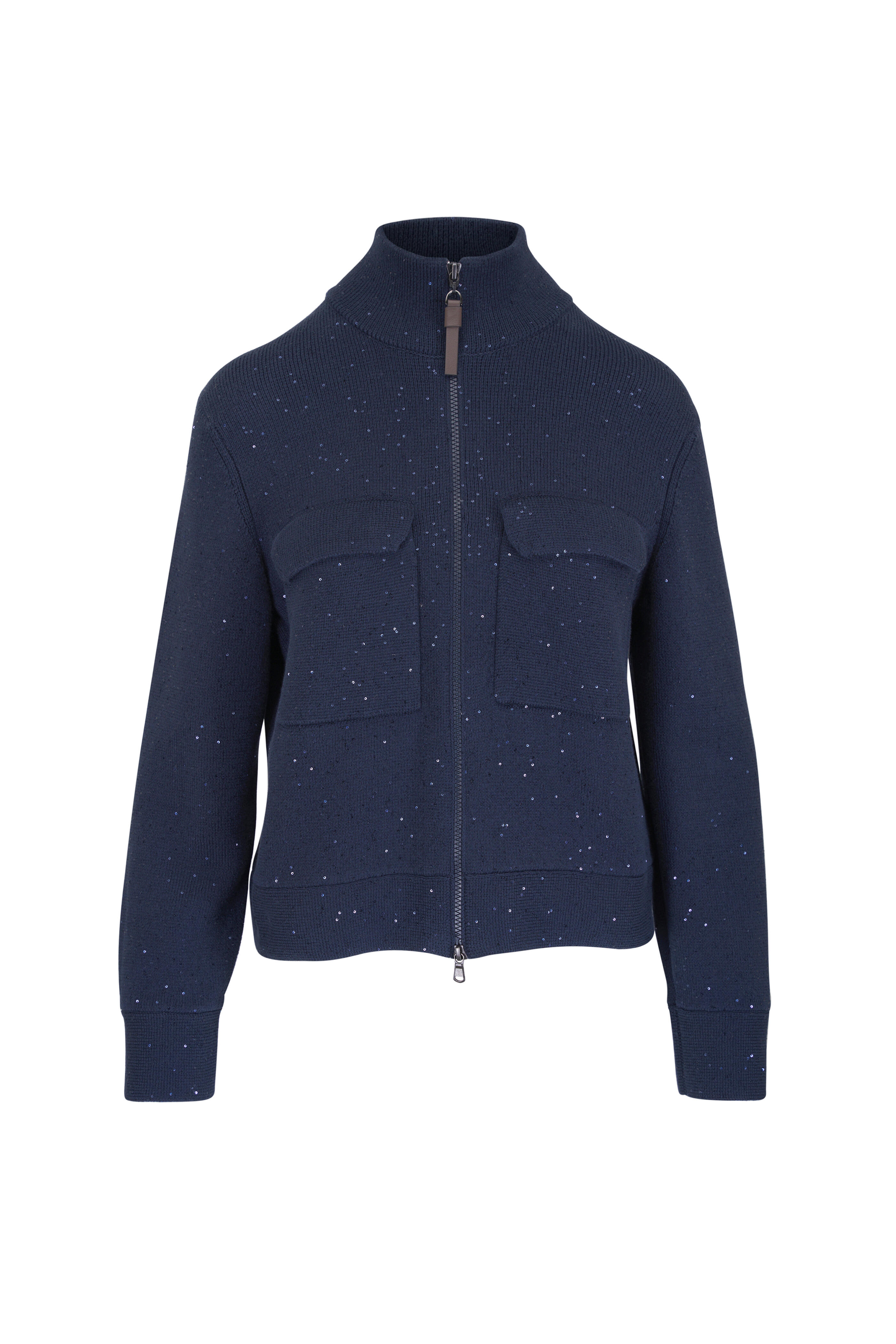 Brunello Cucinelli - Blue Abyss Diamond Yarn Double Knit Jacket - view 1