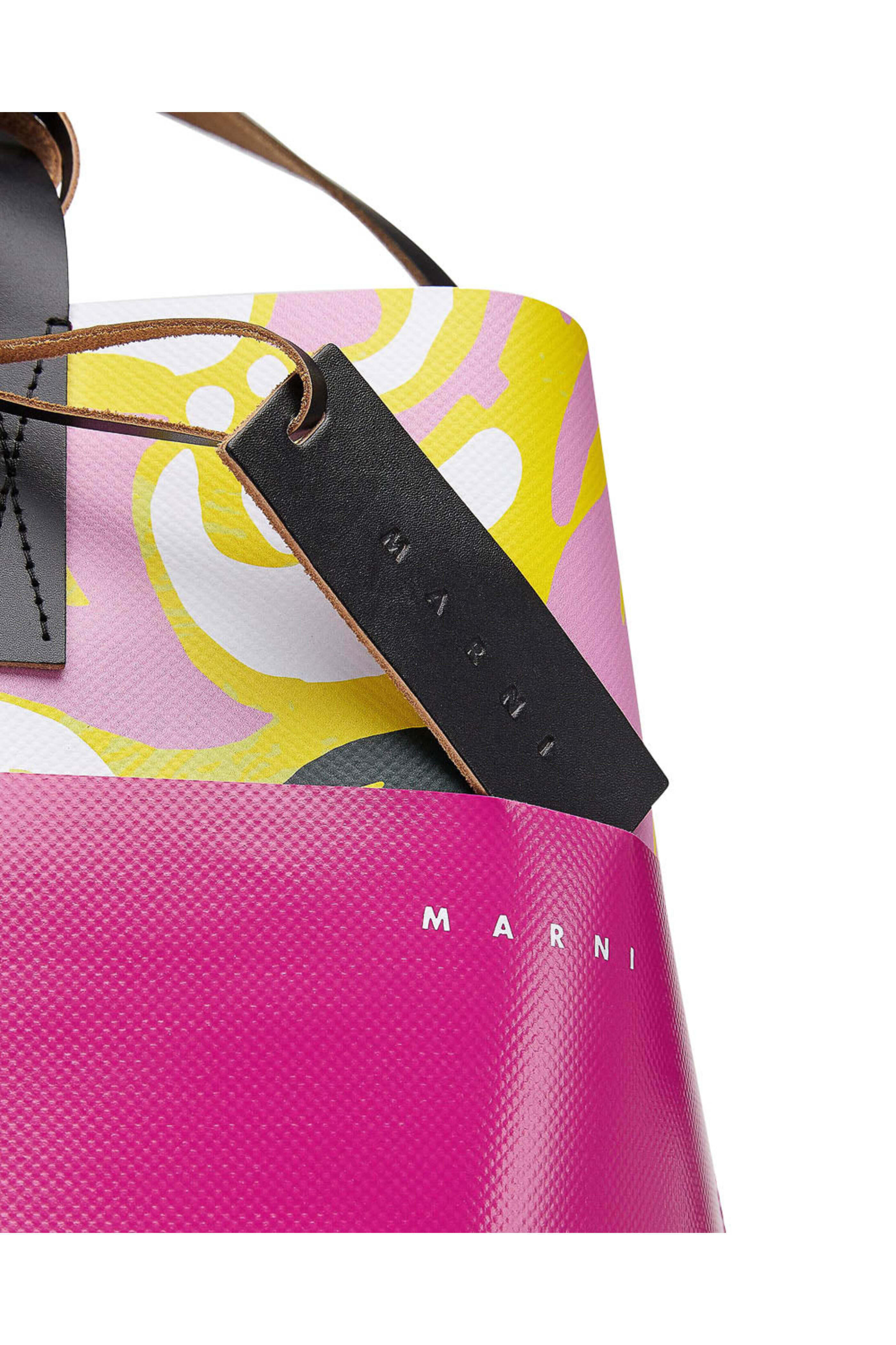Marni - Euphoria Print PVC Shopping Bag in Yellow and Pink