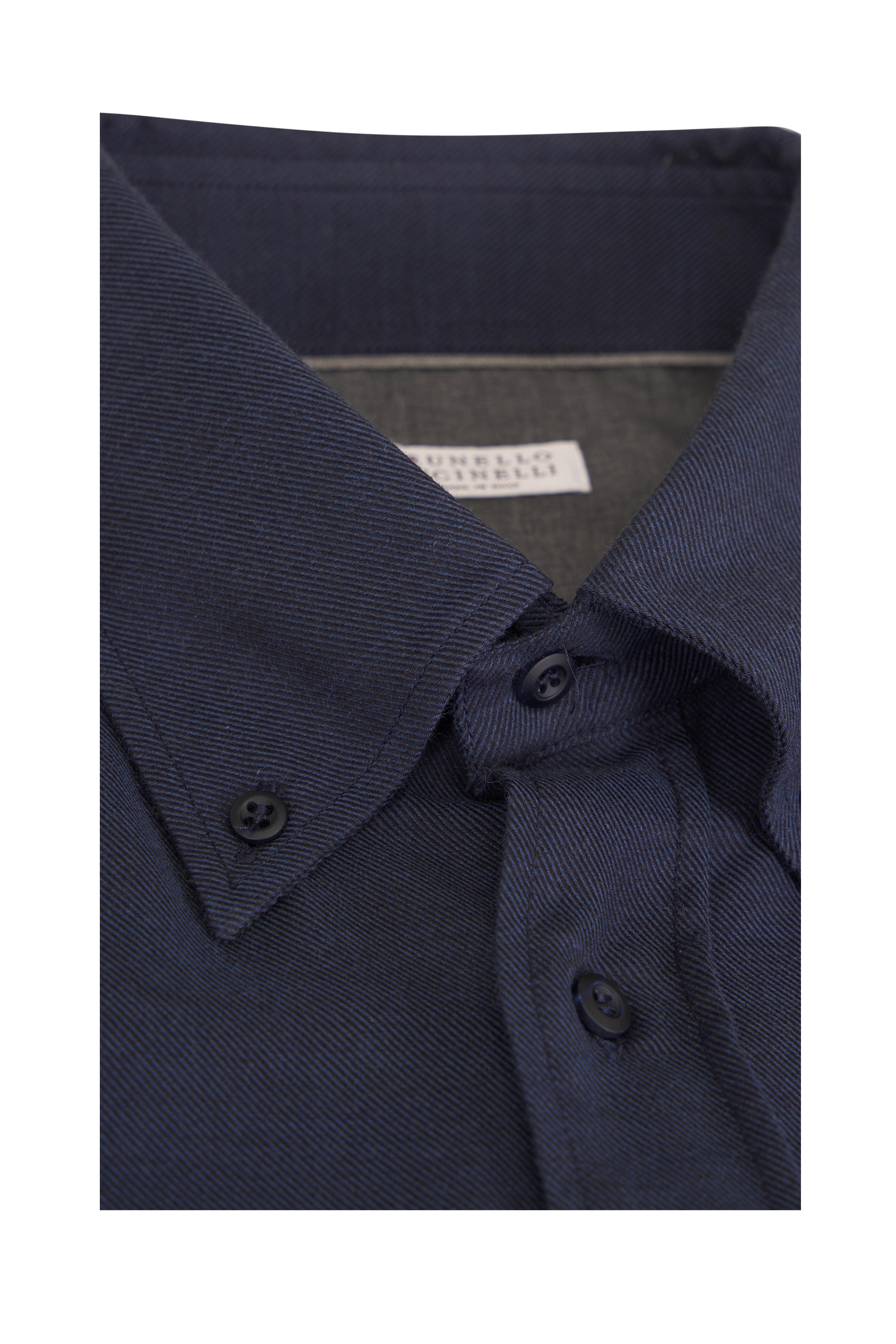 Brunello Cucinelli - Navy Cotton & Cashmere Sport Shirt - view 2