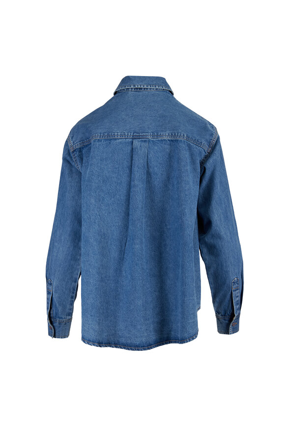 Essentiel Antwerp Floral Rhinestone Blue Denim Shirt - view 2