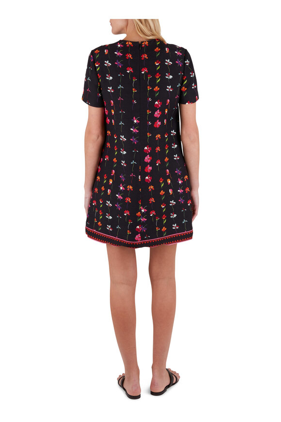 Valentino - Black Floral Crepe Couture Short Sleeve Dress