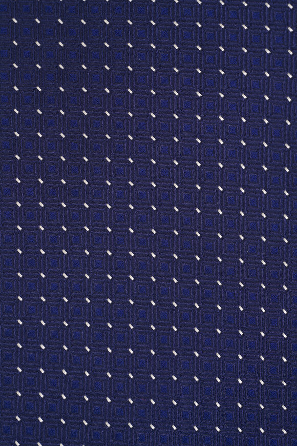 Kiton - Navy Blue Mini Check Silk Tie 