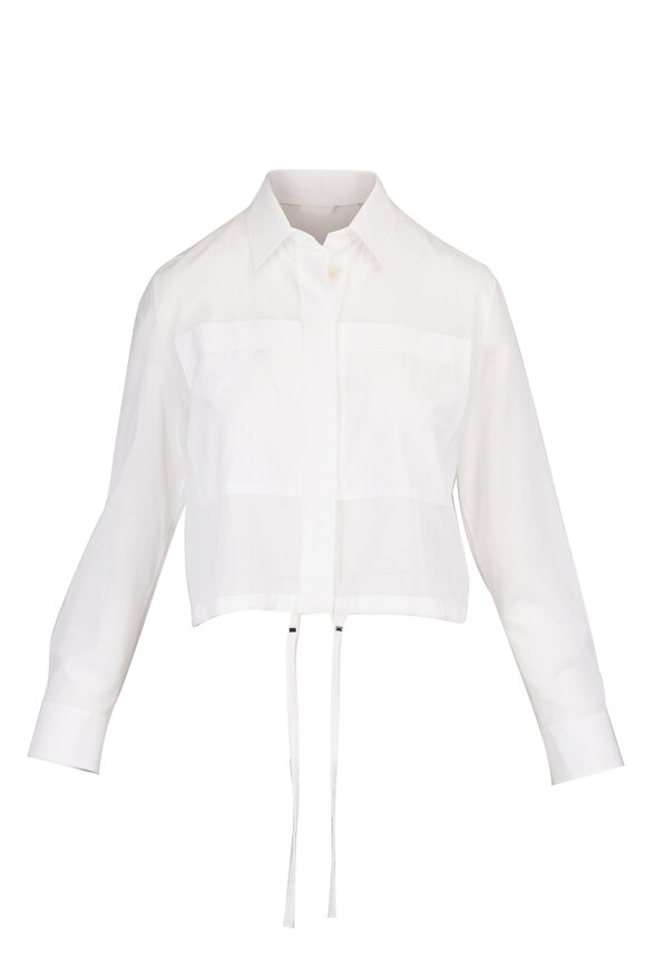 Akris Ecru Cotton Voile Drawstring Top - view 1
