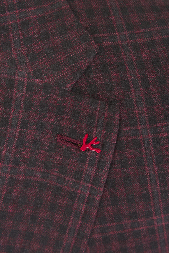 Isaia Capri Red & Black Wool Check Sportcoat - view 5