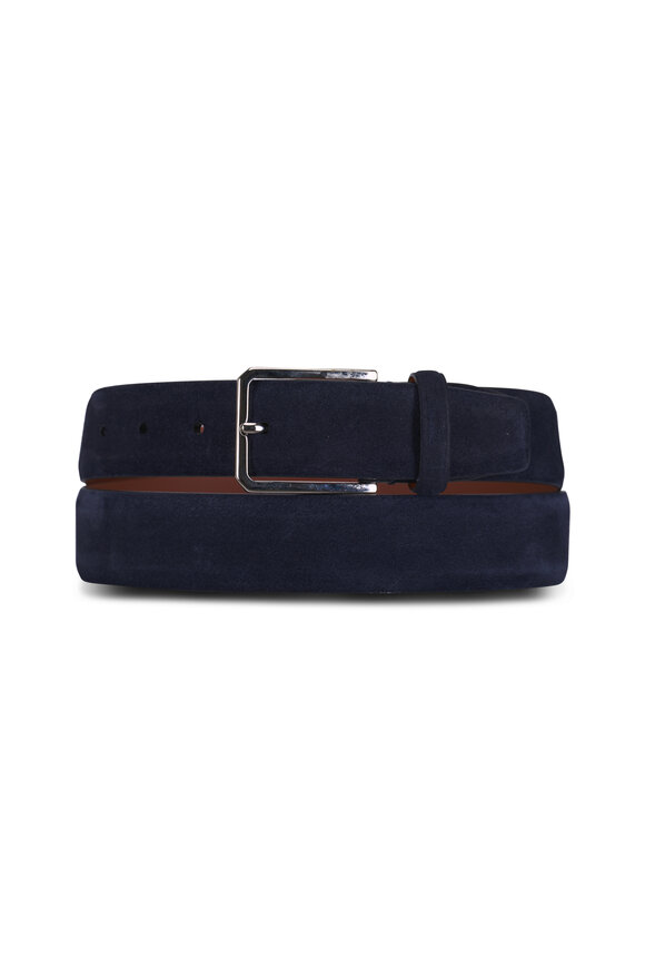 Santoni Navy Suede Belt