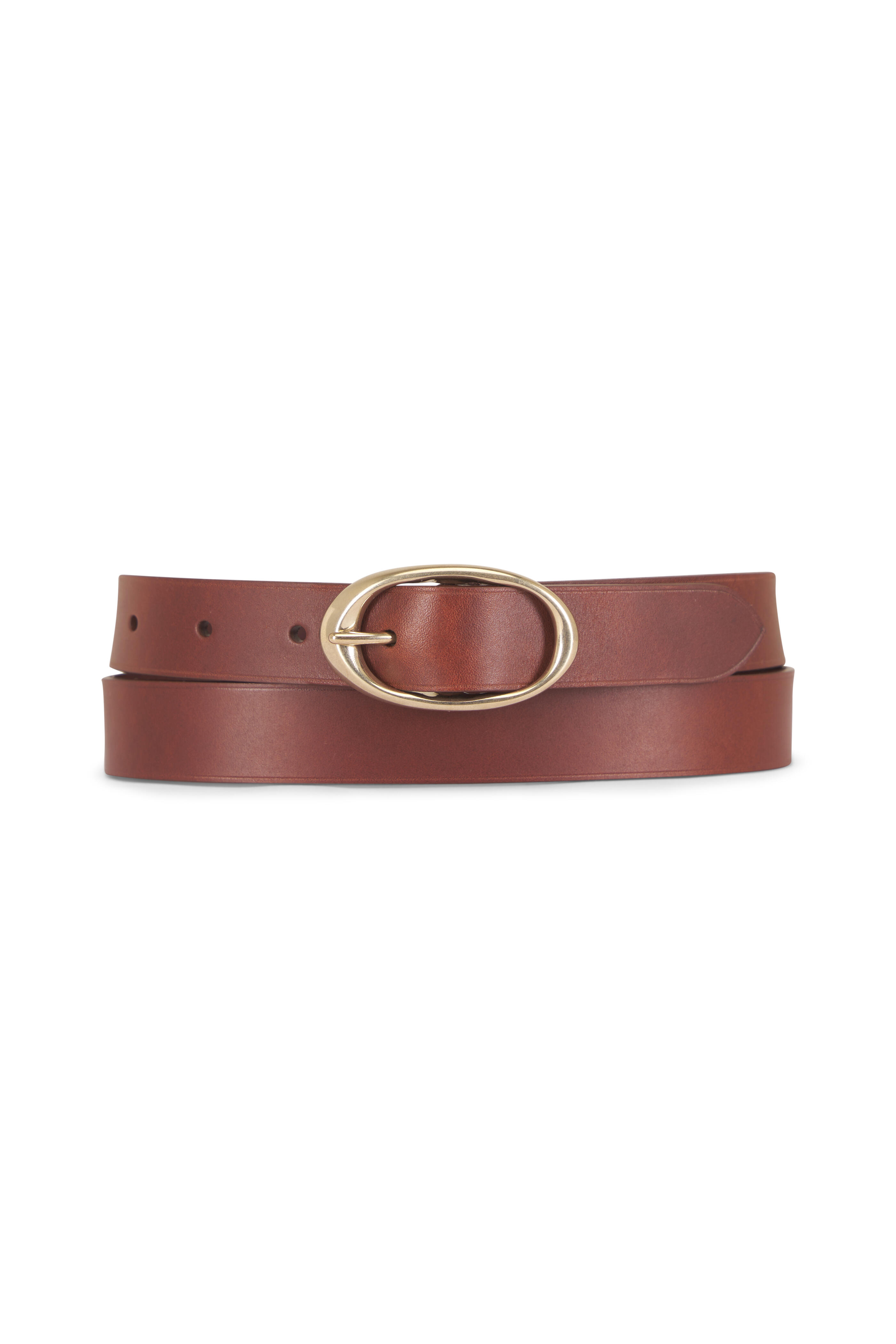 TWP - Medium Brown Narrow Leather Belt, 25mm - view 1