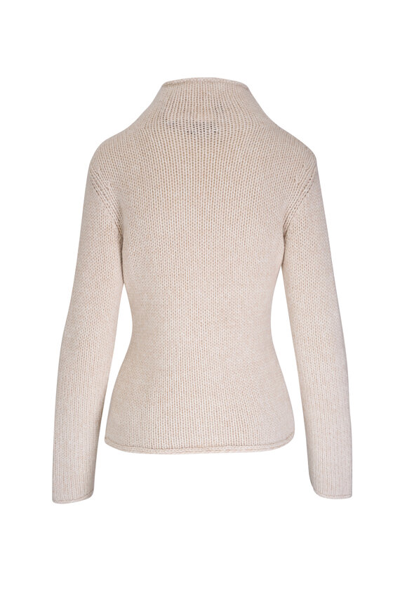 Akris - TwoTone Ecru Cashmere & Wool Knit Sweater 