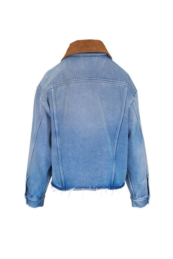 Miu Miu Oversized Suede Collar Denim Jacket - view 3