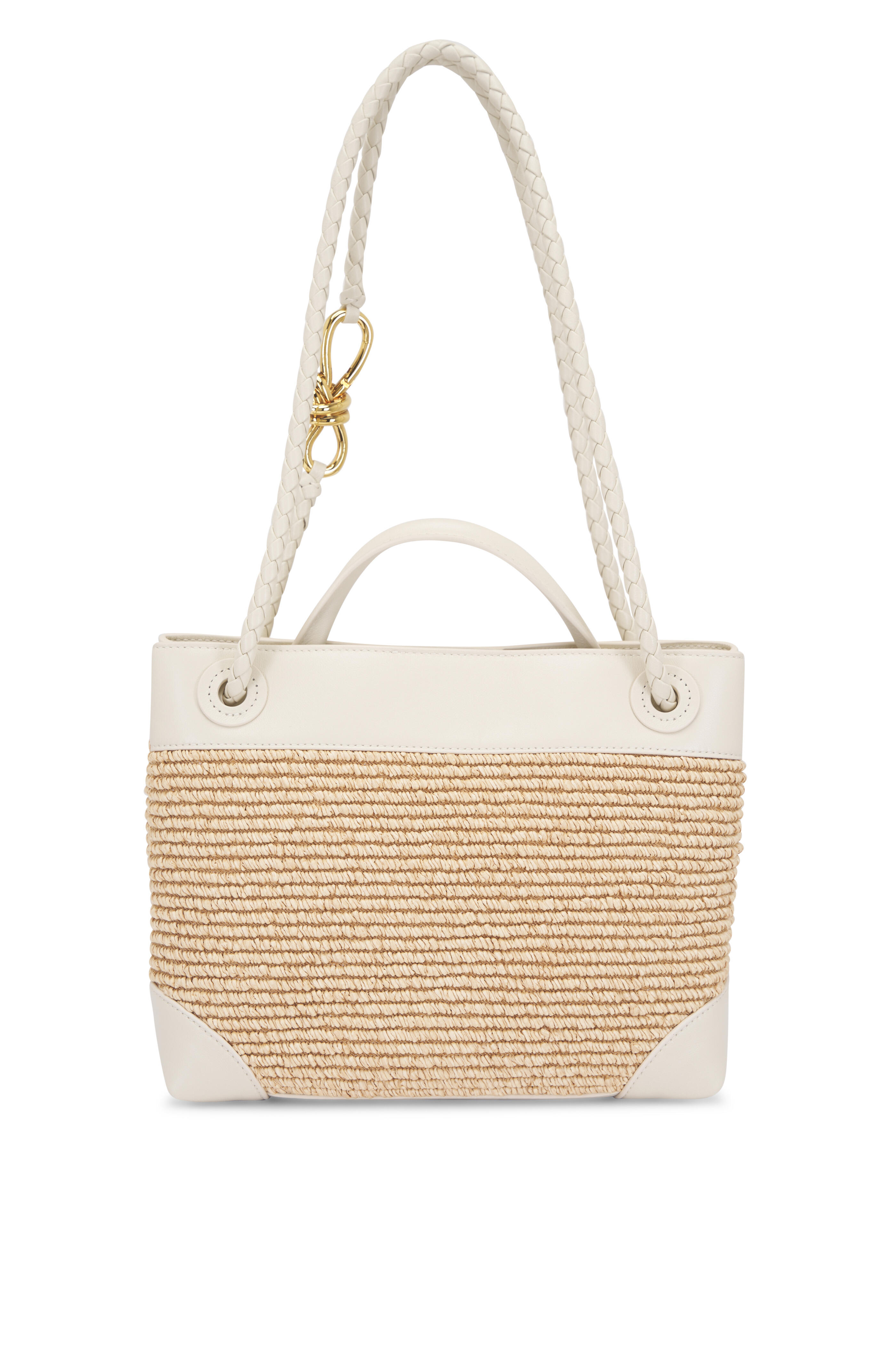 Bottega Veneta - Small Andiamo Sea Salt & Natural Raffia Bag