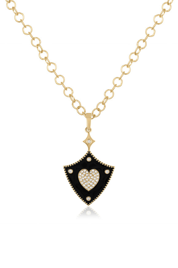 Loriann Diana Diamond Enamel Shield Pendant Necklace - view 1