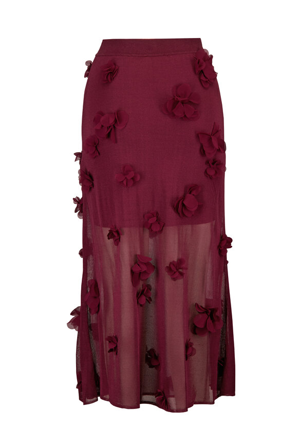 Simkhai Cora Fig Floral Applique Midi Skirt - view 2