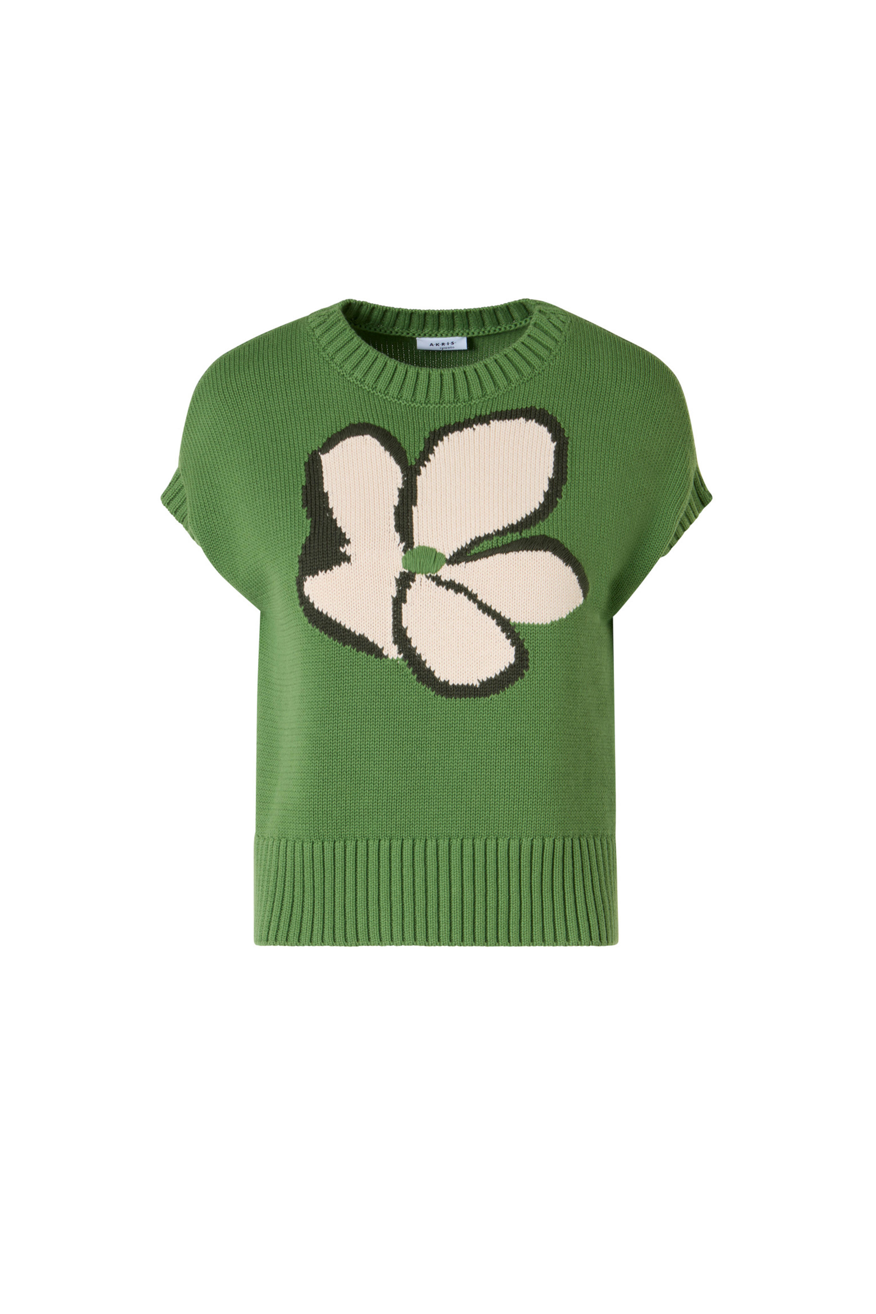 Akris Punto - Green Cotton Flower Knit Sweater - view 1