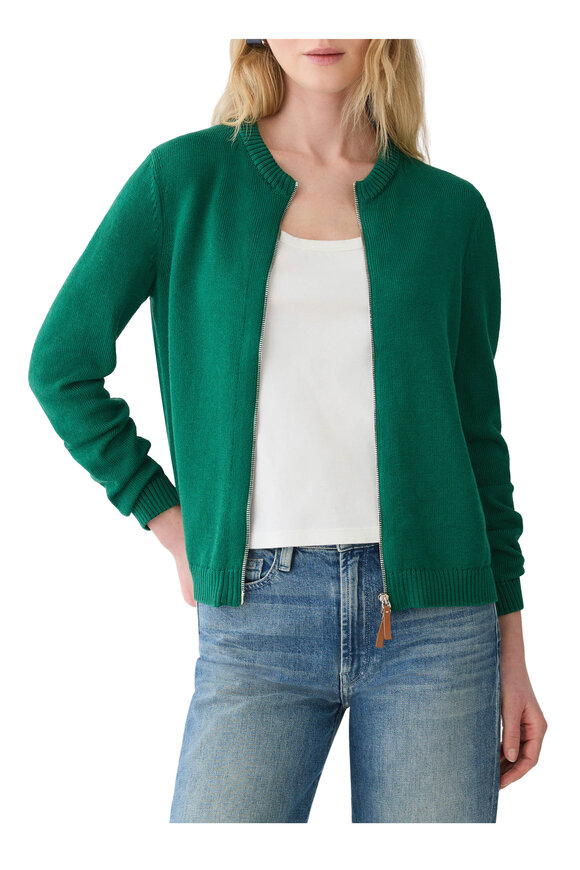 Lafayette 148 New York Grass Crewneck Bomber Cardigan - view 5