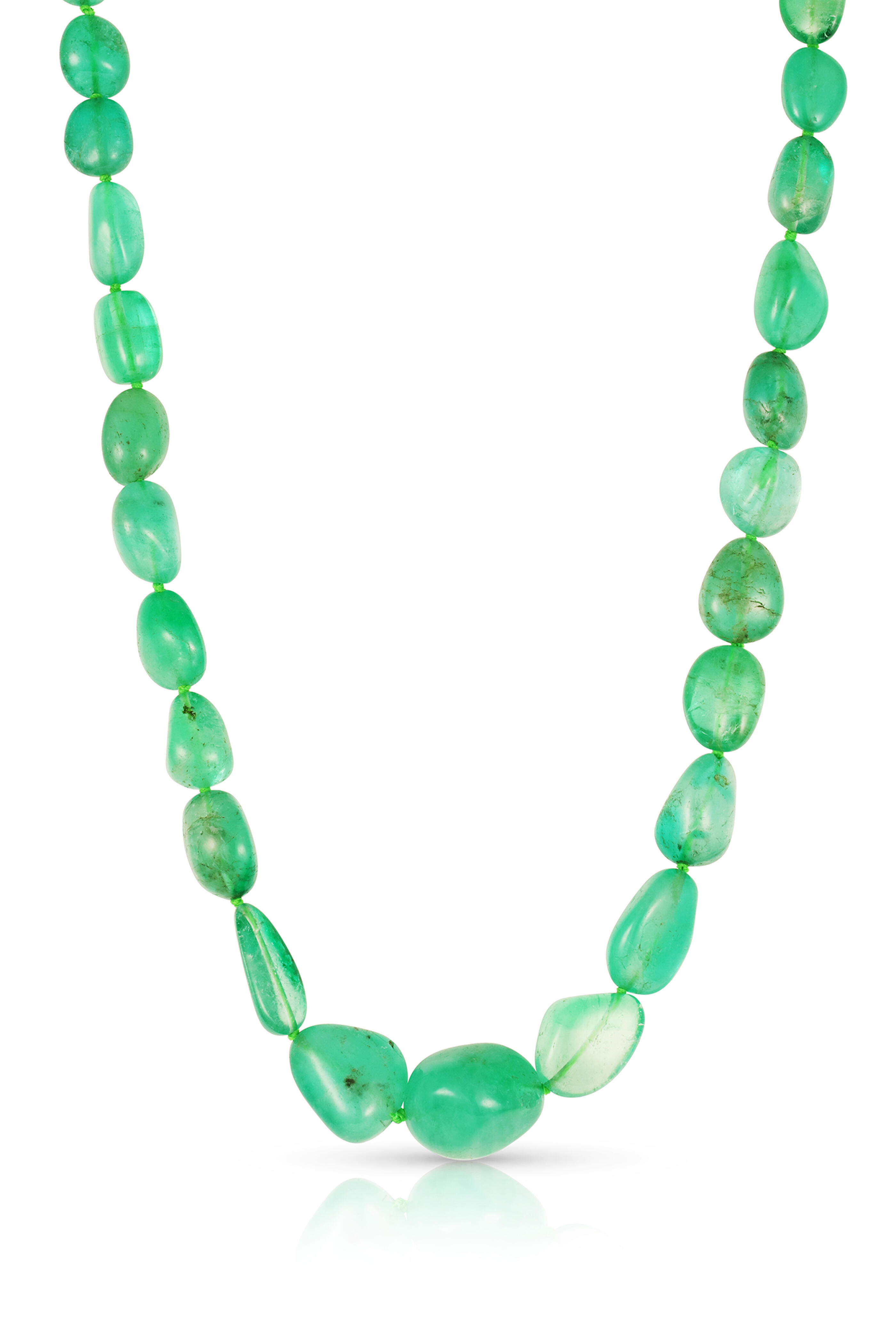 Leigh Maxwell - 18k Yellow Gold Emerald Beaded Necklace - view 1